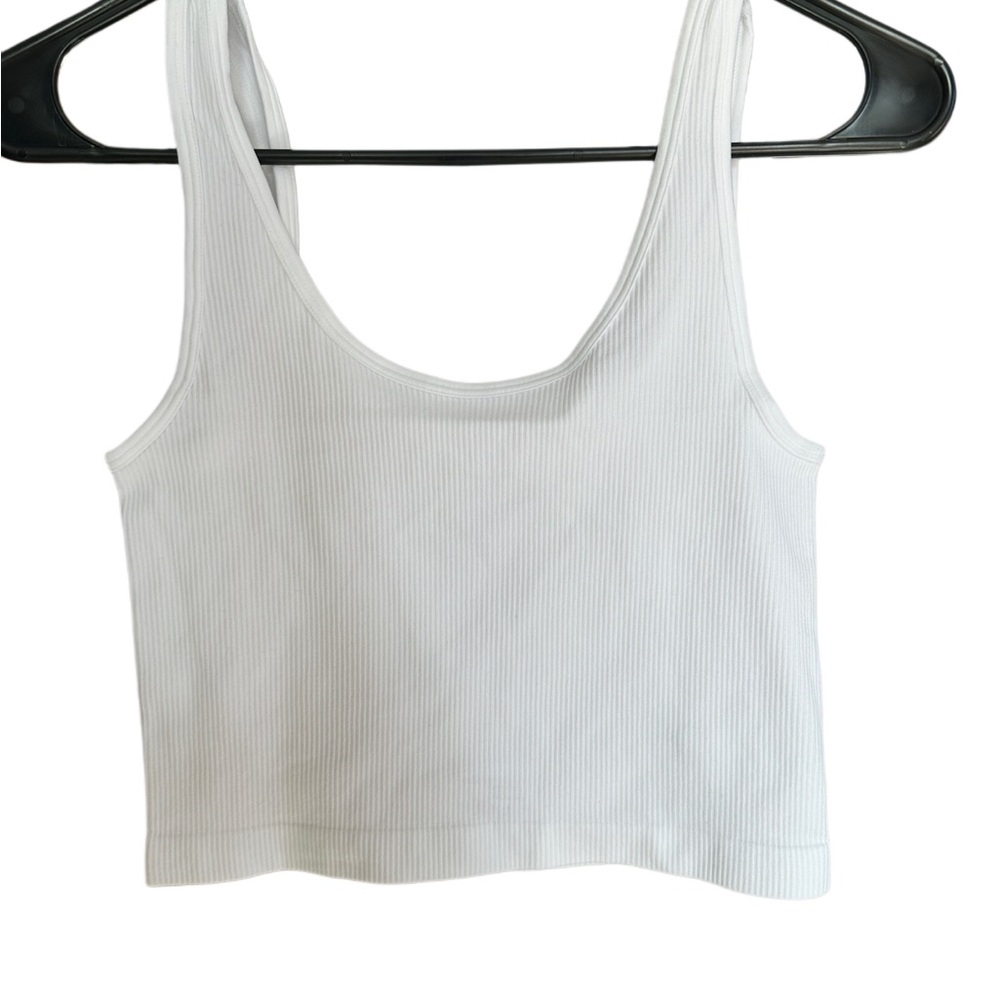 White Ribbed Crop Top